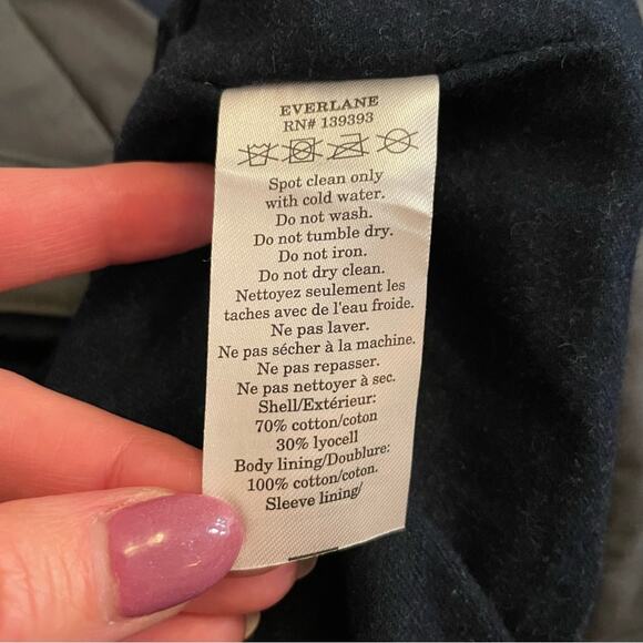 EVERLANE The Waxed Cotton Jacket Slate Gray Utility Pockets Zip Front Medium NEW - Picture 7 of 8